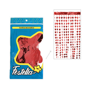 CORTINA DE FIESTA CORAZON ROJA 2*1M (PQTX12)