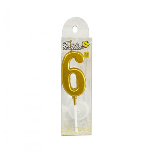 VELA NUMERO #6 DORADO (CJX24)