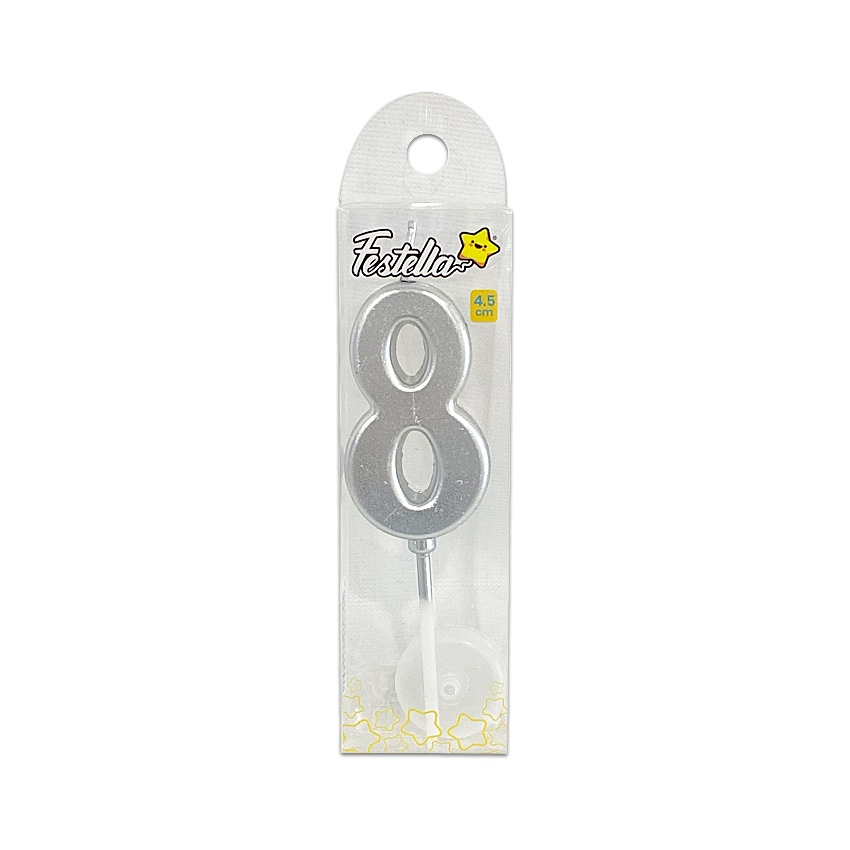 VELA NUMERO #8 PLATEADA (CJX24)