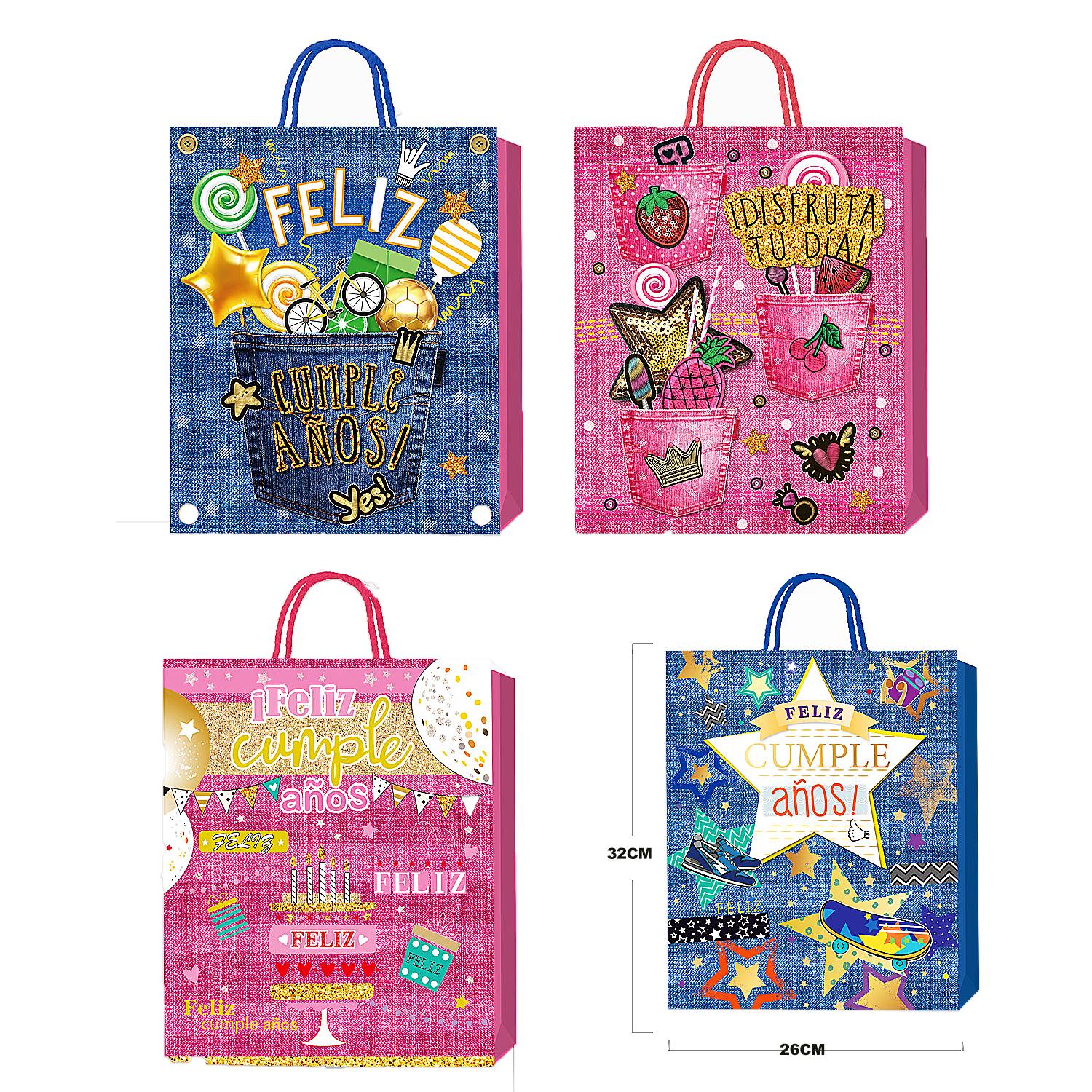 BOLSA REGALO FELIZ CUMPLEAÑOS 26*32*10CM (PQTX12)