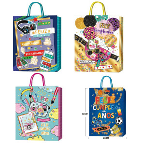 BOLSA REGALO NIÑO Y NIÑA F.C 26*32*10CM (PQTX12)
