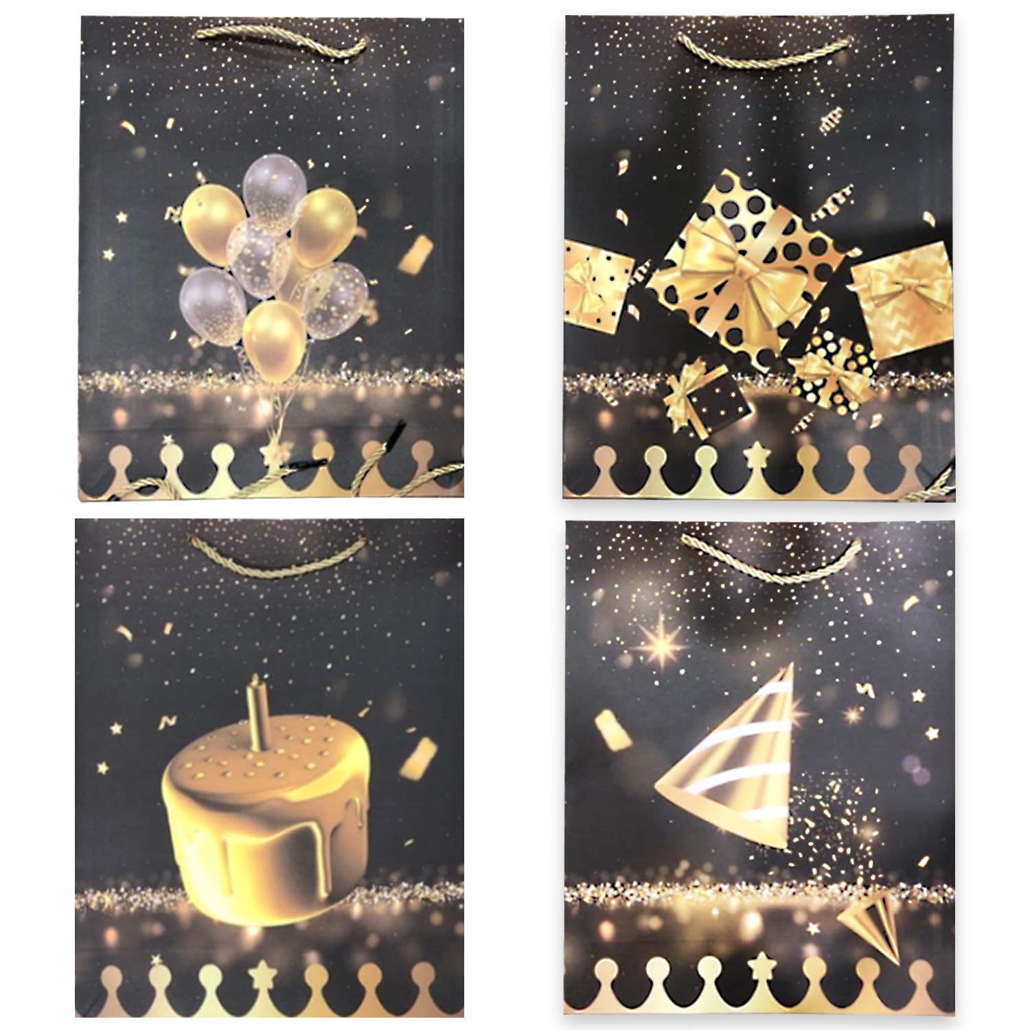 BOLSA REGALO FIESTA 26*32*10 CM (PQTX12)