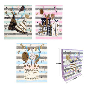 BOLSA REGALO FIESTA 26*32*10 CM (PQTX12)