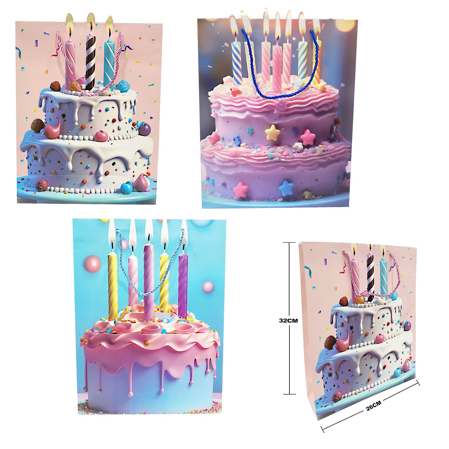 BOLSA REGALO PASTEL 26*32*10CM (PQTX12)