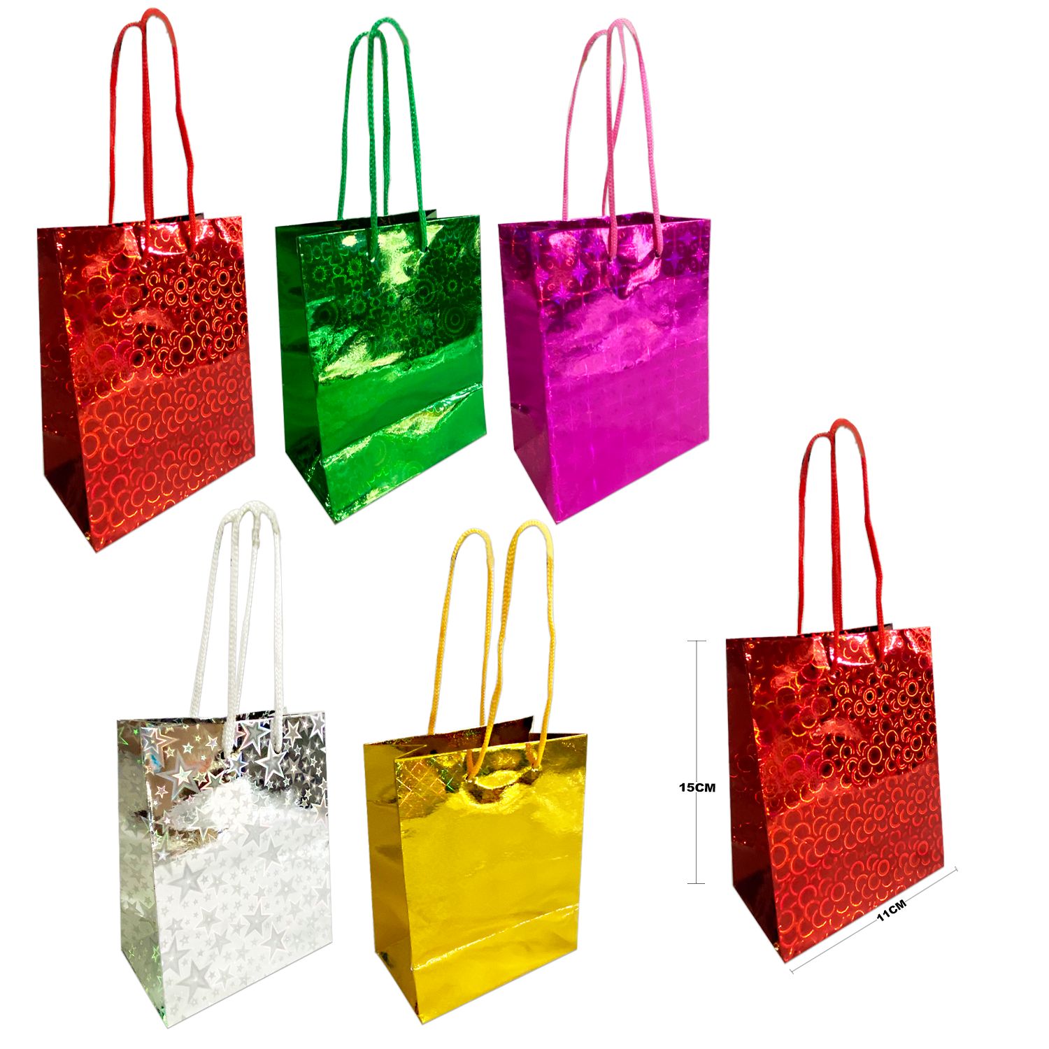 BOLSA REGALO HOLOGRAMA MINI  11.5*14.5*6.5CM (PQTX12)