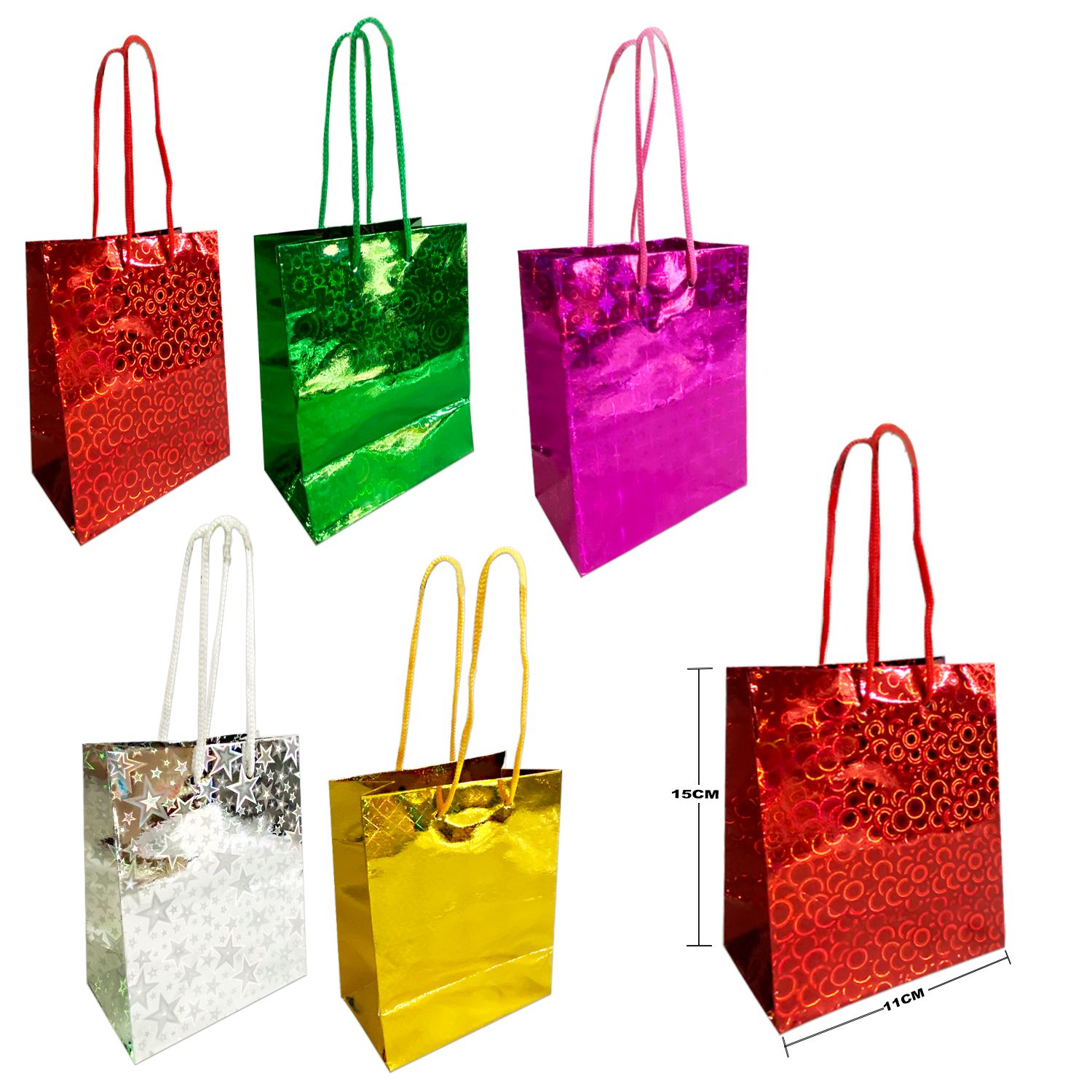 BOLSA REGALO HOLOGRAMA MINI  11.5*14.5*6.5CM (PQTX12)