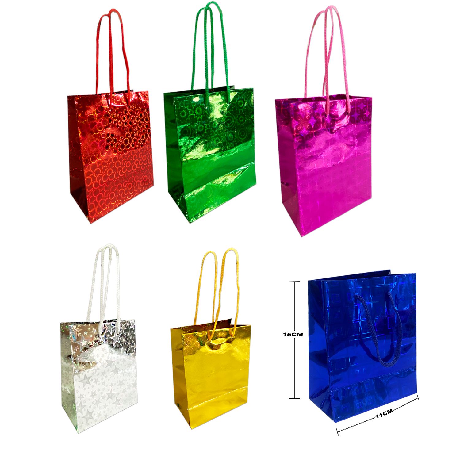 BOLSA REGALO HOLOGRAMA MINI  11.5*14.5*6.5CM (PQTX12)