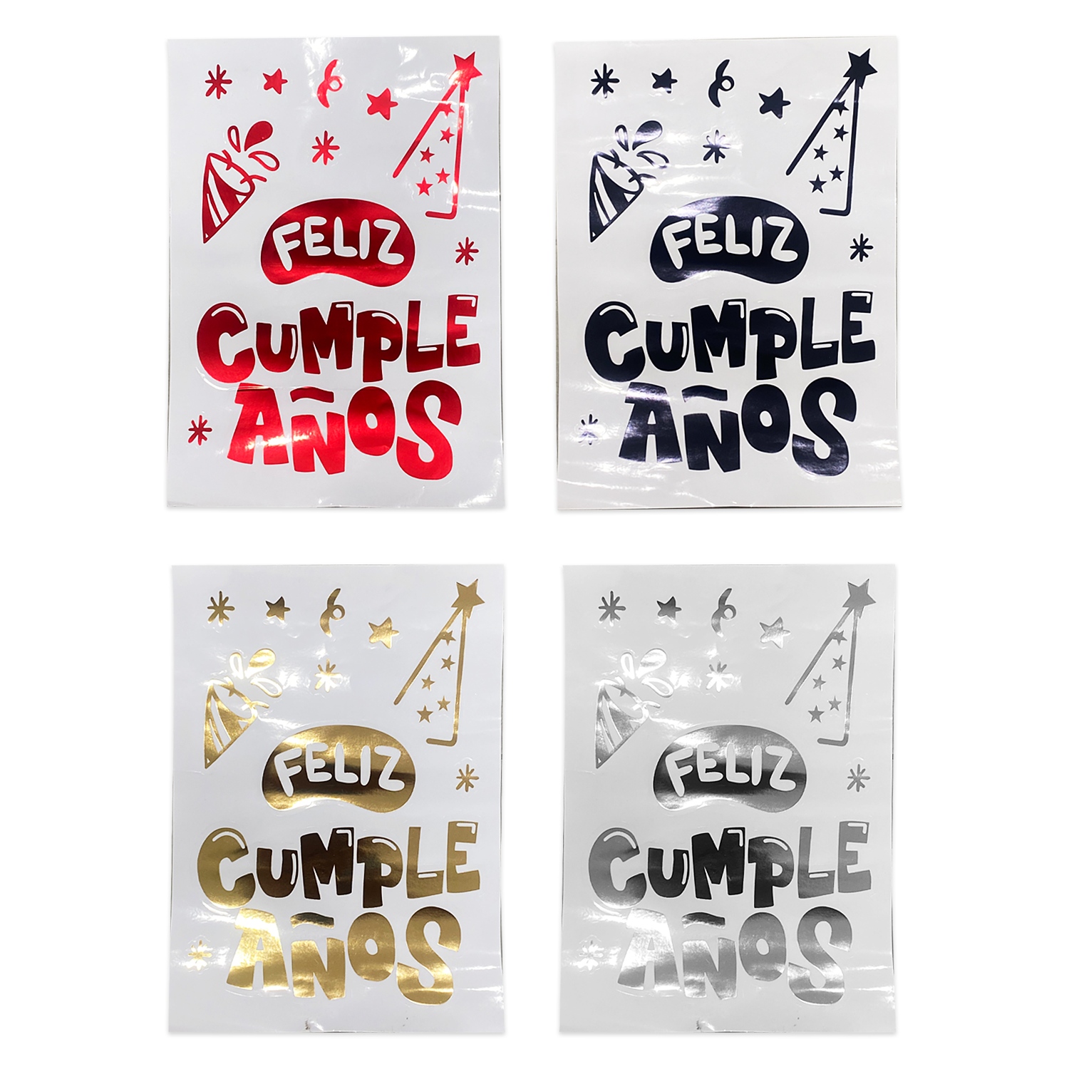 STICKER FELIZ CUMPLEAÑOS PARA GLOBO (PQTX50XCOLOR)