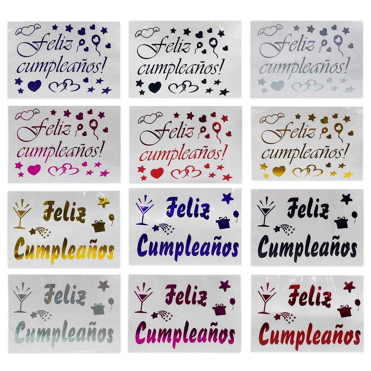 STICKER FELIZ CUMPLEAÑOS PARA GLOBO (PQTX50XCOLOR)