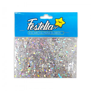 ESCARCHA GLOBO CORAZON PLATEADA (PQTX12)