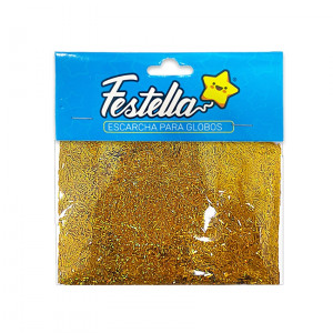 ESCARCHA PARA GLOBO PELOS DORADA (PQTX12)