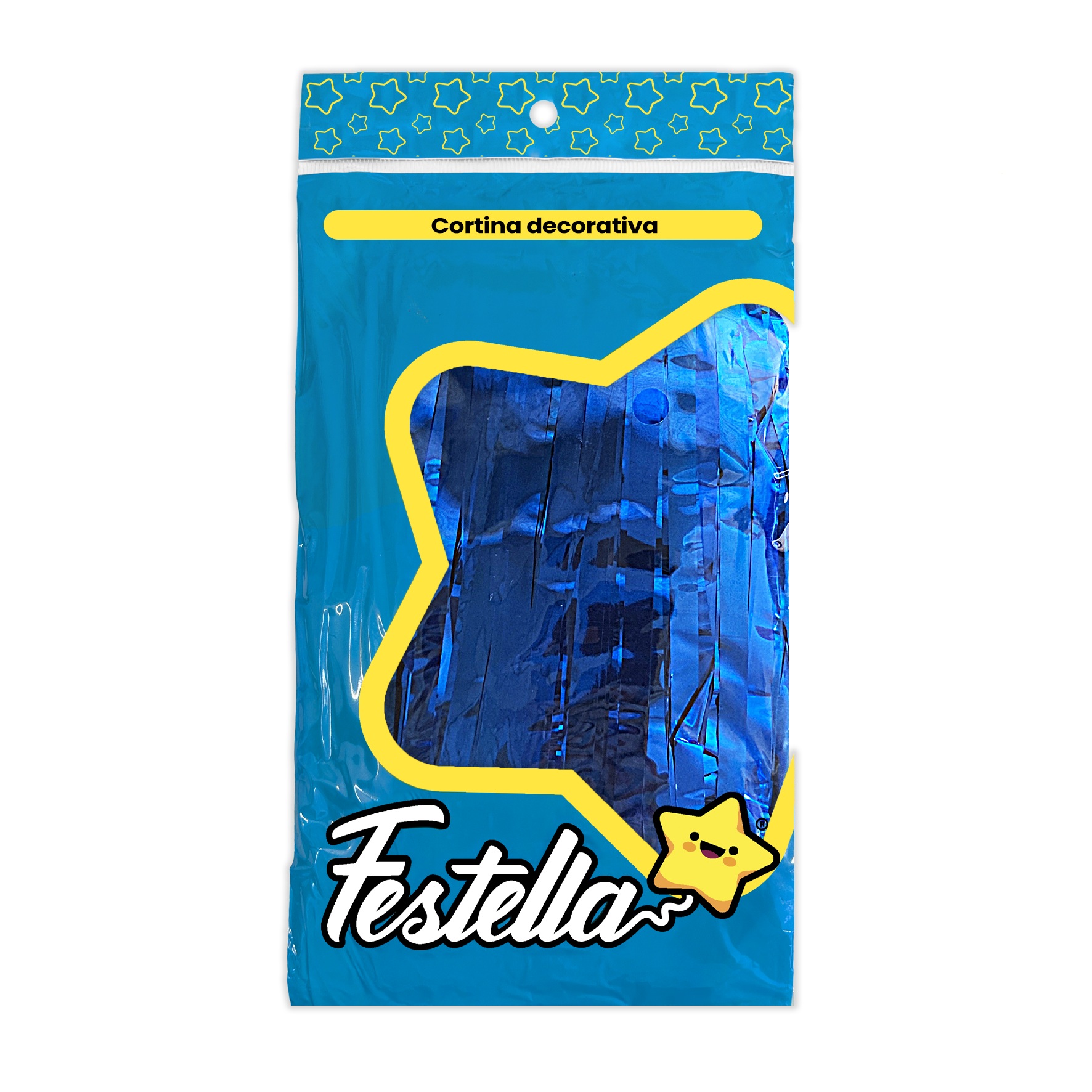 CORTINA DE FIESTA LISA AZUL 1*2M (PQTX12)