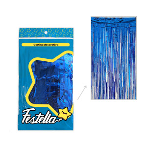 CORTINA DE FIESTA LISA AZUL 1*2M (PQTX12)