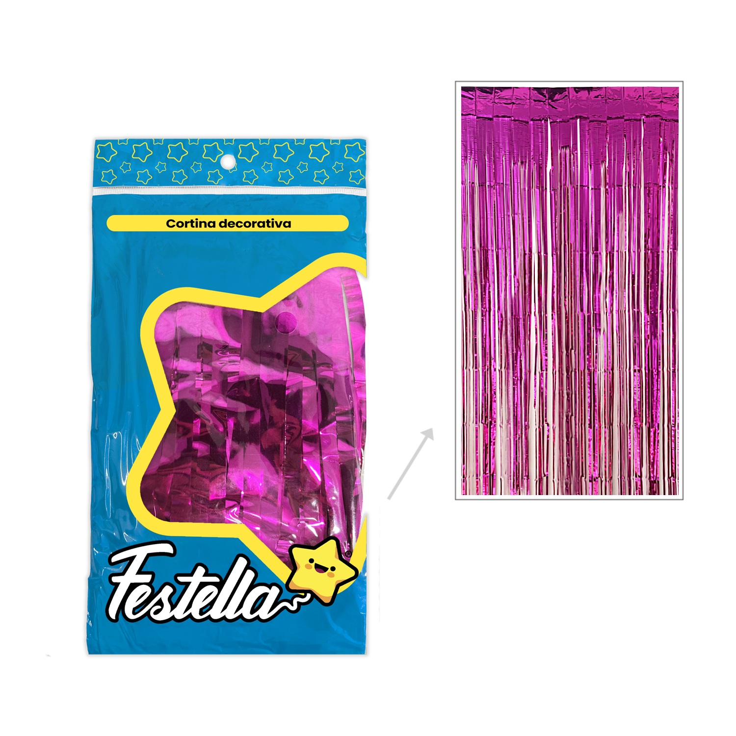 CORTINA DE FIESTA LISA FUCSIA 1*2M (PQTX12)