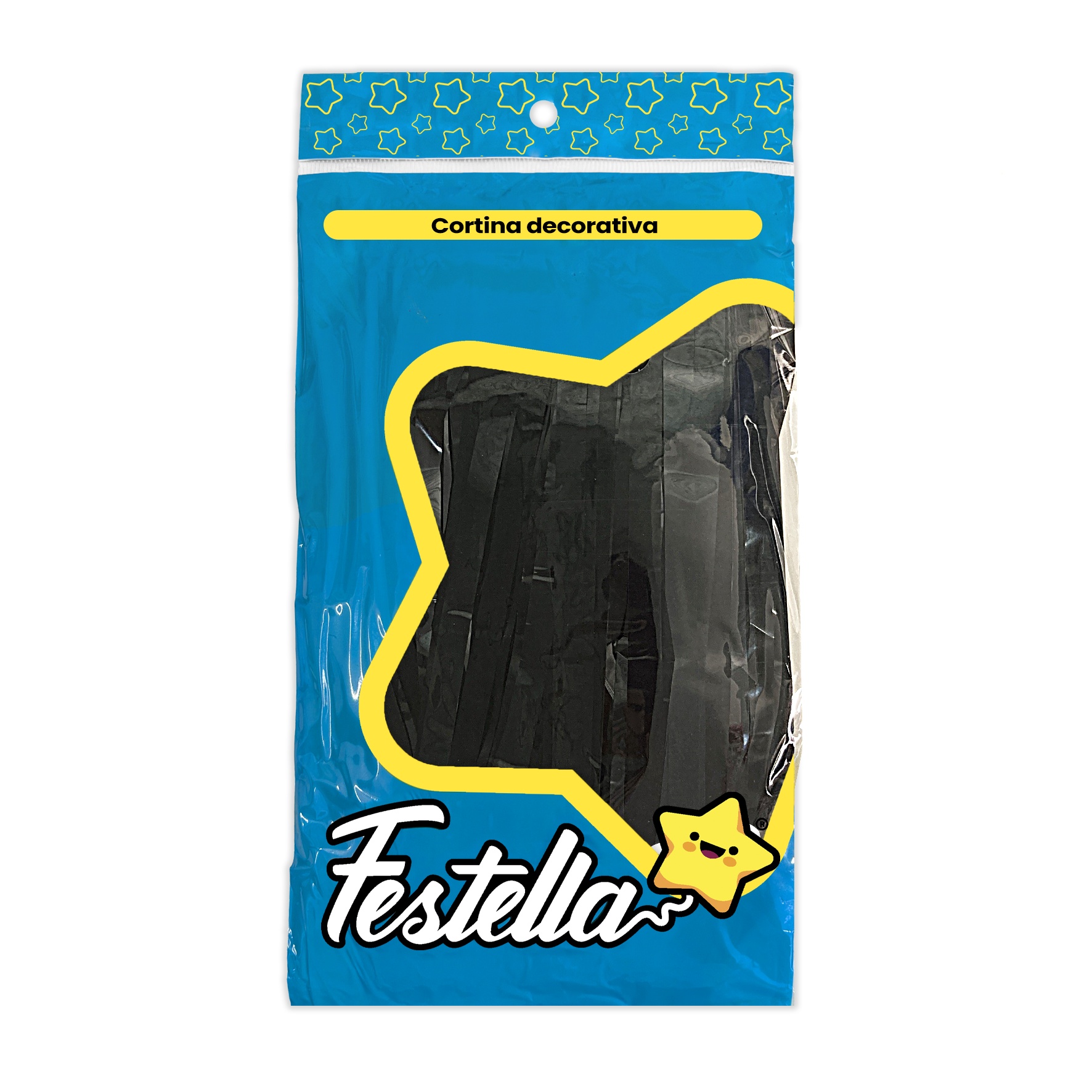 CORTINA DE FIESTA LISA NEGRA 1*2M (PQTX12)
