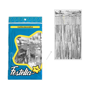 CORTINA DE FIESTA LISA PLATEADA 1*2M (PQTX12)