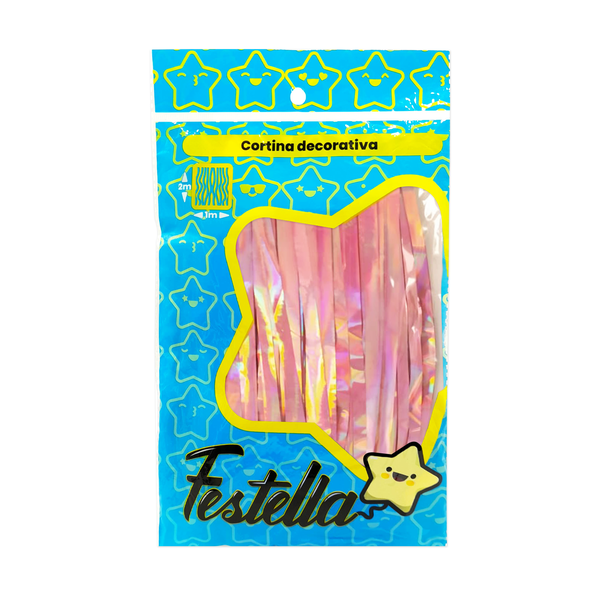 CORTINA DE FIESTA LISA PALO ROSA 1*2M (PQTX12)