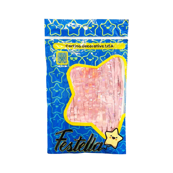 CORTINA DE FIESTA LISA PALO ROSA 1*2M (PQTX12)