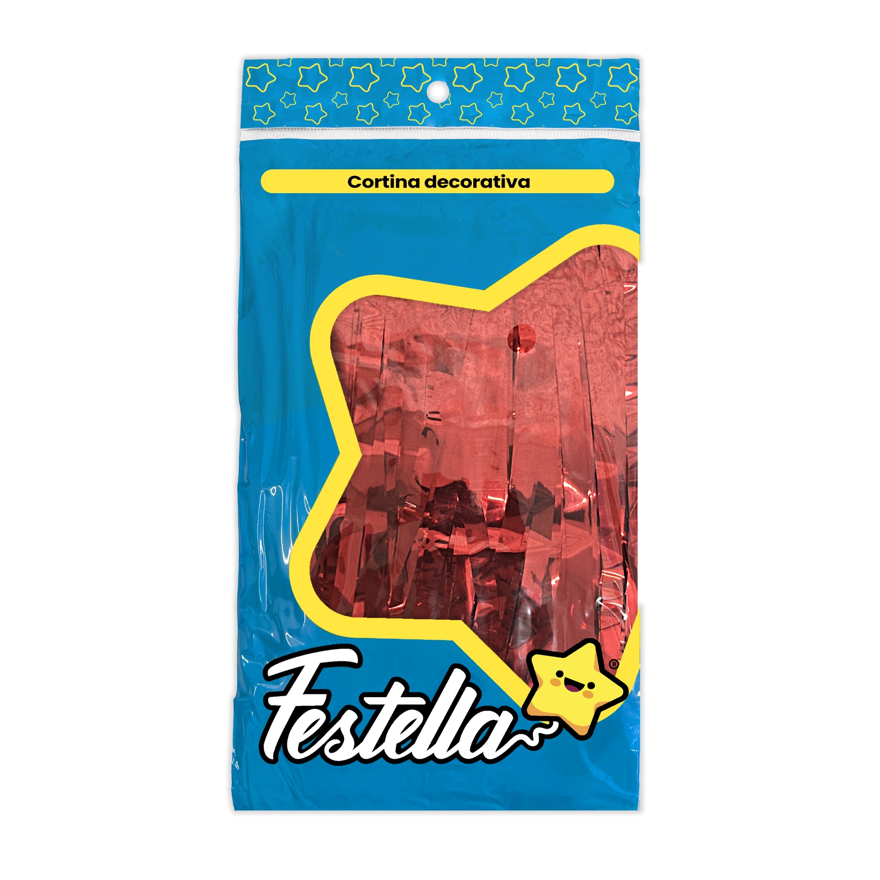 CORTINA DE FIESTA LISA ROJA 1*2M (PQTX12)