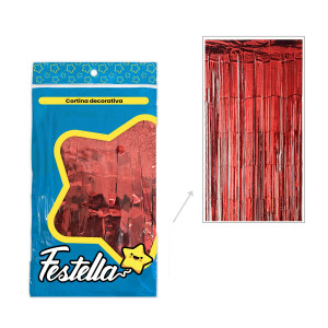 CORTINA DE FIESTA LISA ROJA 1*2M (PQTX12)