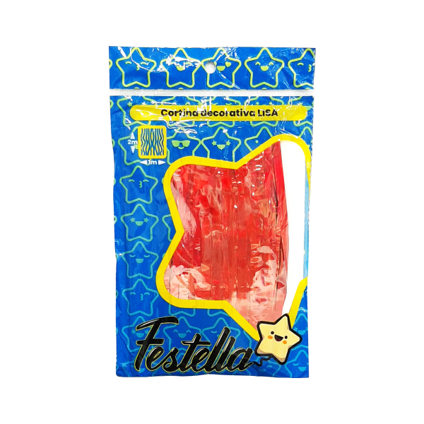 CORTINA DE FIESTA LISA ROJA 1*2M (PQTX12)