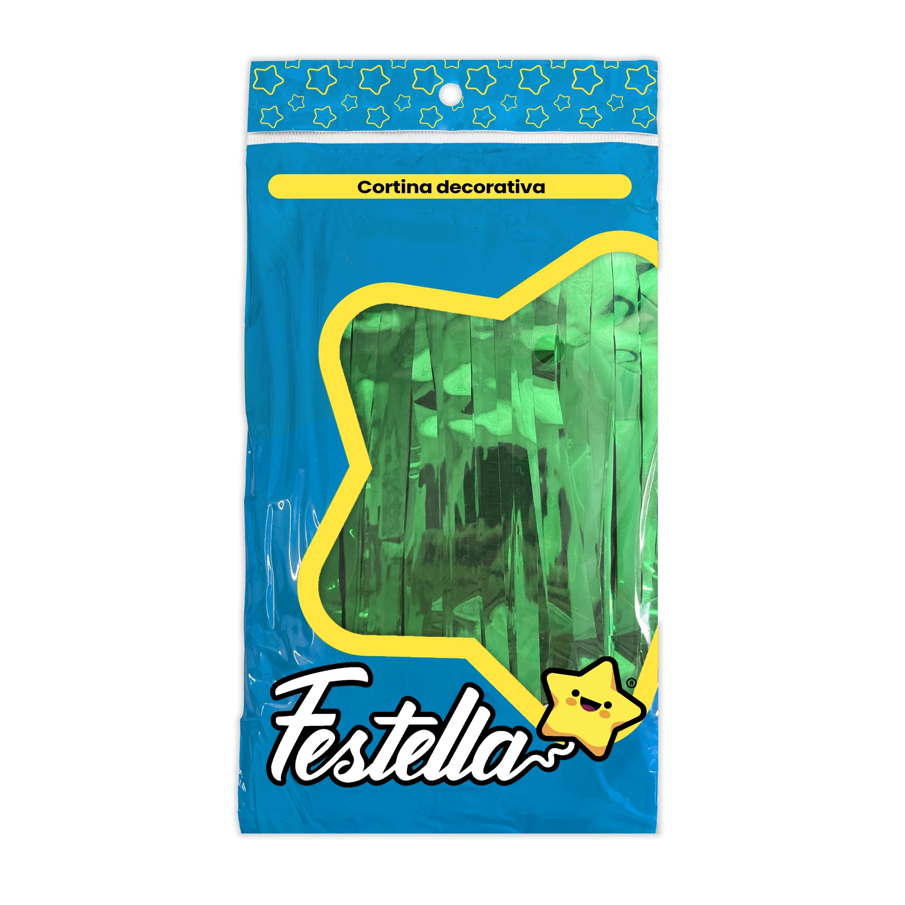 CORTINA DE FIESTA LISA VERDE 1*2M (PQTX12)