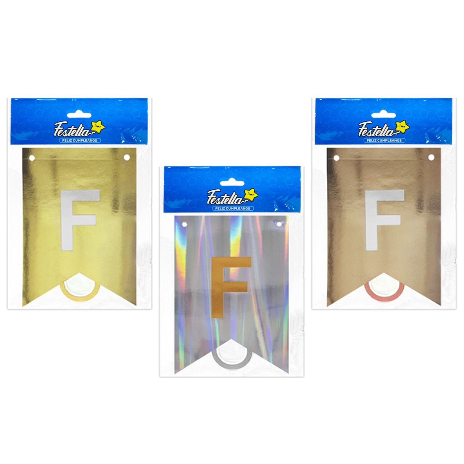 BANDERIN FELIZ CUMPLEAÑOS METALIZADO (PQTX12)