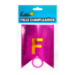 BANDERIN FELIZ CUMPLEAÑOS HOLOGRAMA FUCSIA (PQTX12)