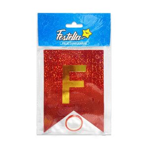 BANDERIN FELIZ CUMPLEAÑOS HOLOGRAMA ROJO (PQTX12)