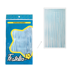 CORTINA DE FIESTA LISA AZUL PASTEL 1*2M (PQTX12)