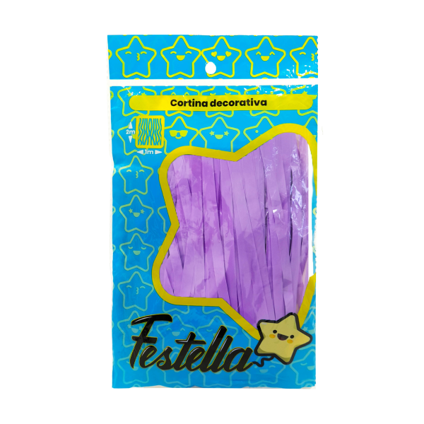 CORTINA DE FIESTA LISA LILA PASTEL 1*2M (PQTX12)
