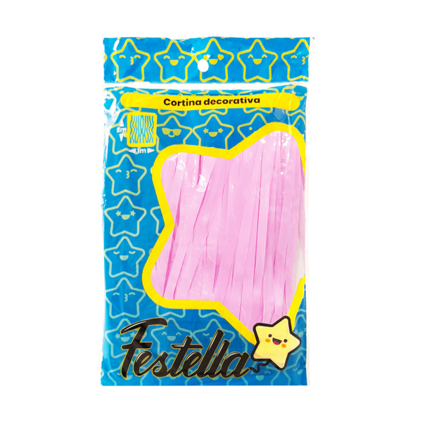 CORTINA DE FIESTA LISA ROSADA PASTEL 1*2M (PQTX12)