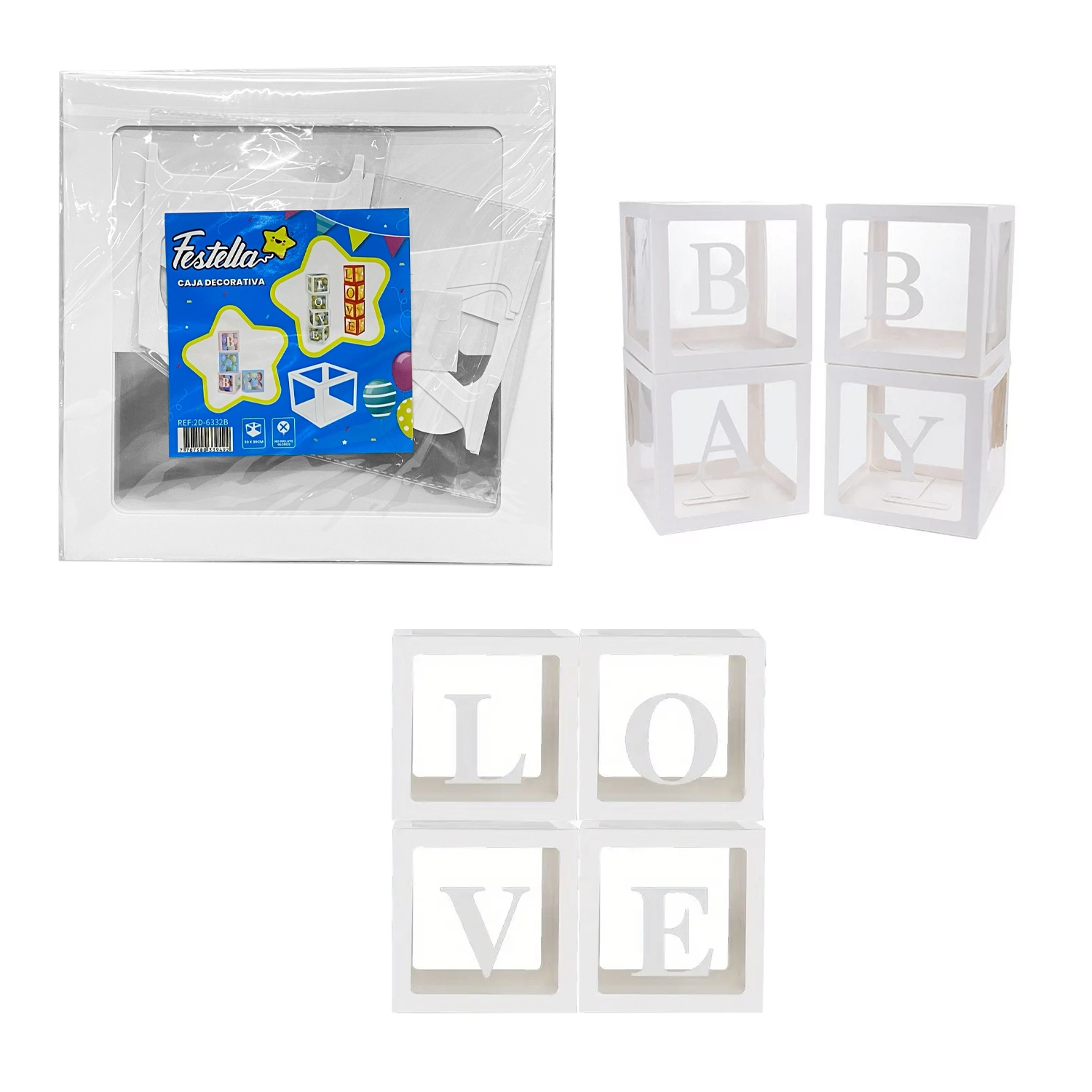 CAJA DECORATIVA PARA GLOBOS BLANCA