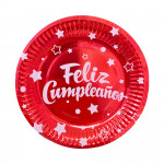 PLATO DE FIESTA FELIZ CUMPLEAÑOS X10 ROJO