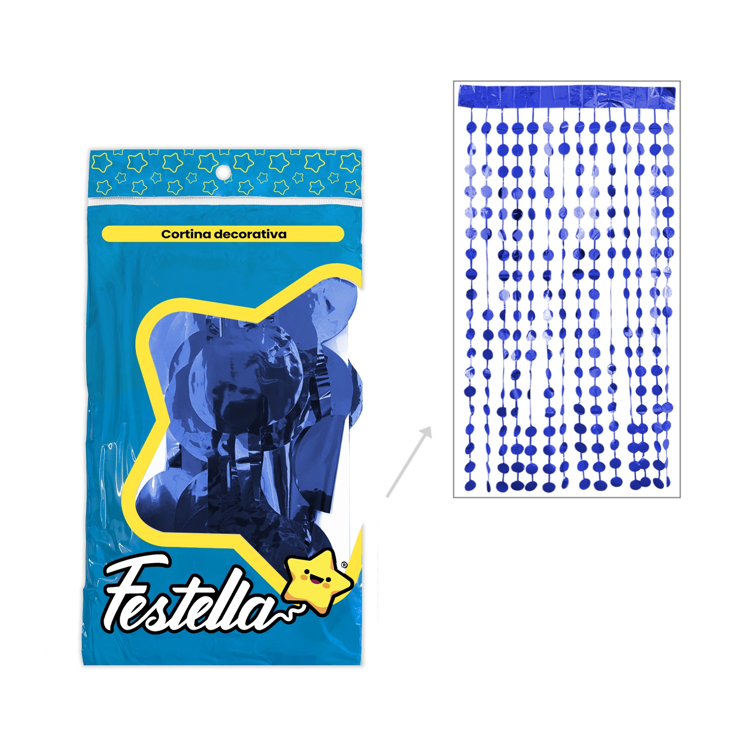 CORTINA DE FIESTA BOLAS 2M*1M AZUL