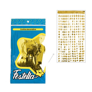 CORTINA DE FIESTA BOLAS 2M*1M DORADA