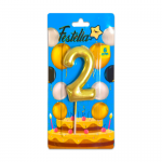 VELA NUMERO 6CM DORADA #2 (CJX12)