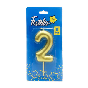 VELA NUMERO 6CM DORADA #2 (CJX12)