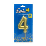 VELA NUMERO 6CM DORADA #4 (CJX12)
