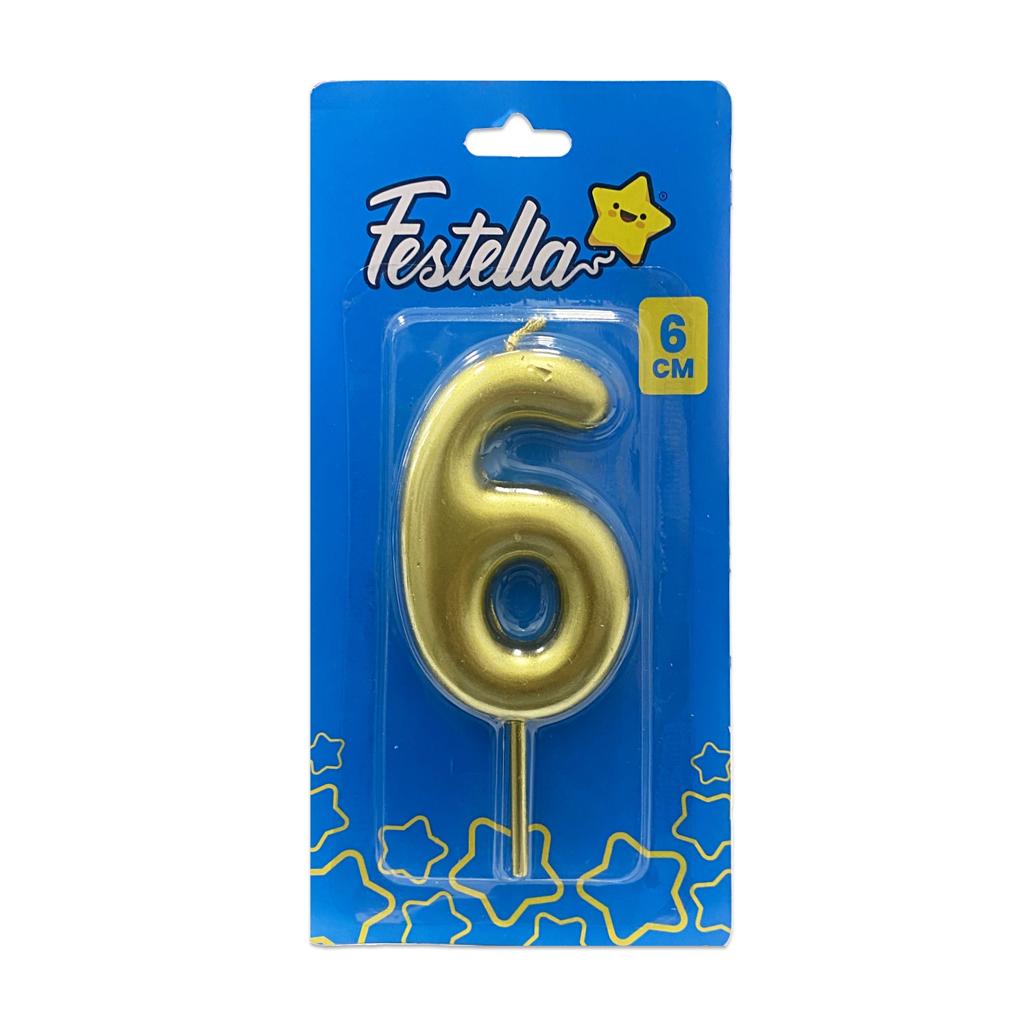 VELA NUMERO 6CM DORADA #6 (CJX12)