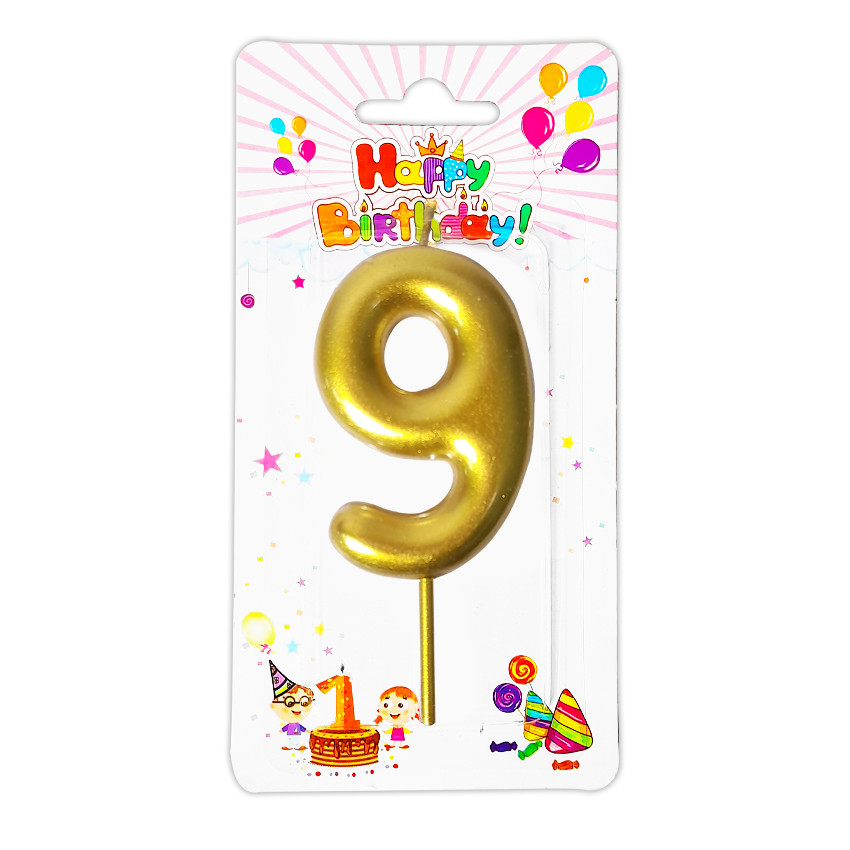 VELA NUMERO 6CM DORADA #9 (CJX12)