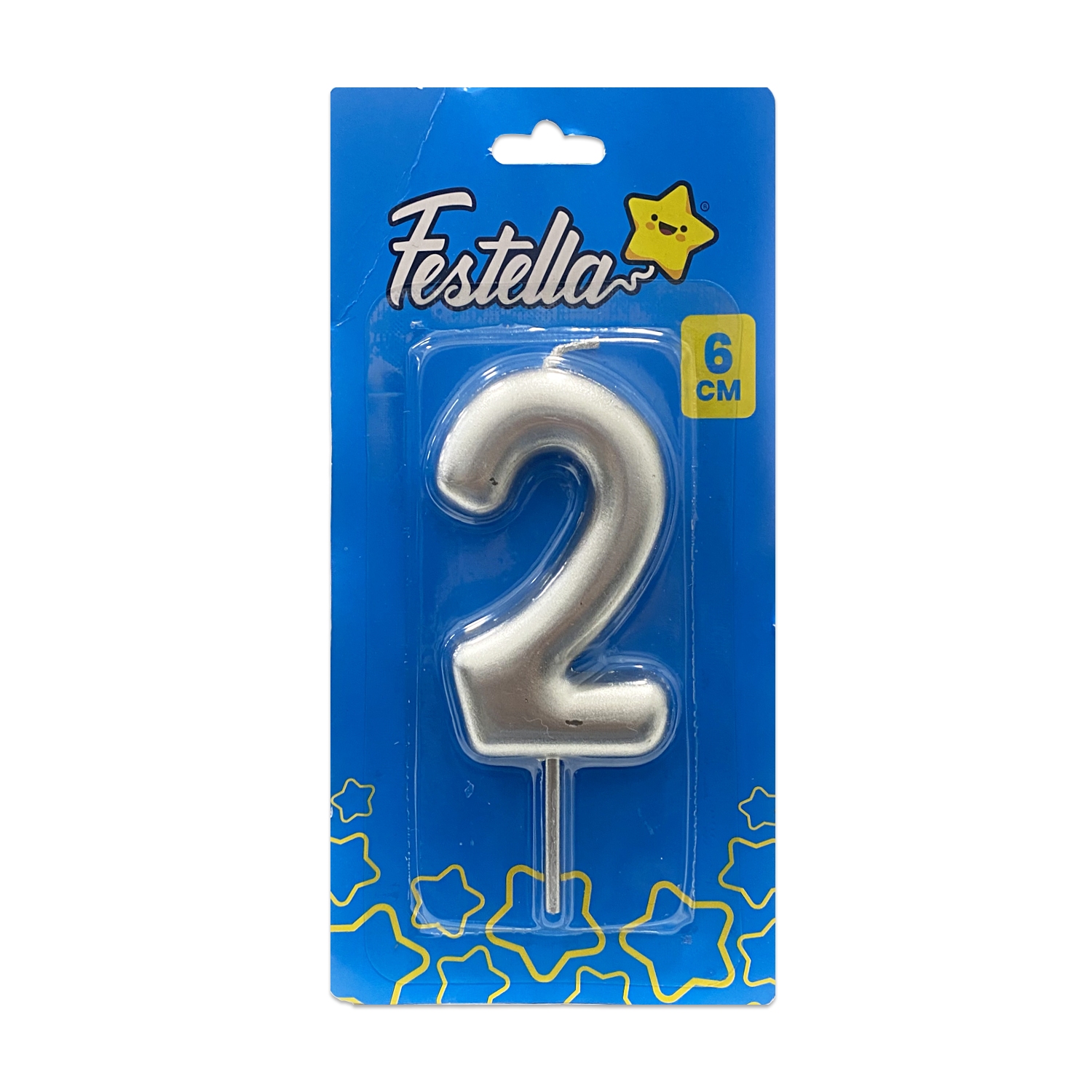 VELA NUMERO 6CM PLATEADA #2 (CJX12)