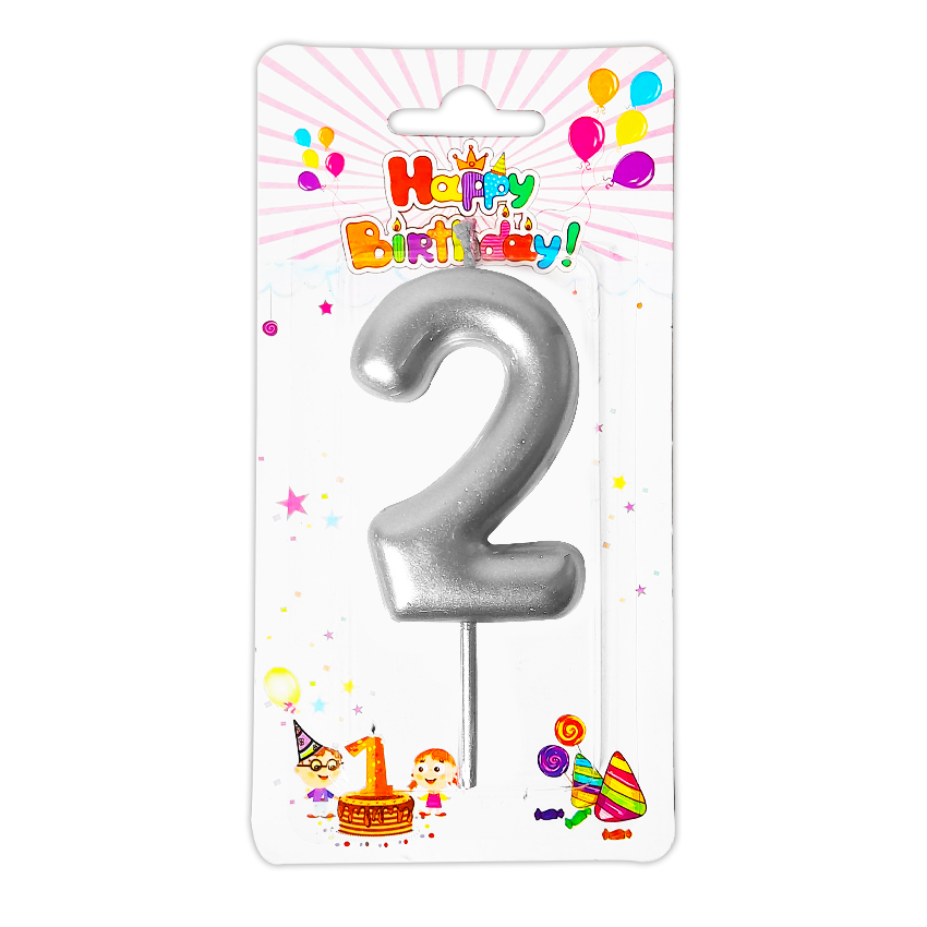 VELA NUMERO 6CM PLATEADA #2 (CJX12)