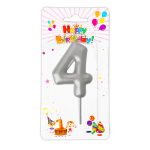 VELA NUMERO 6CM PLATEADA #4 (CJX12)