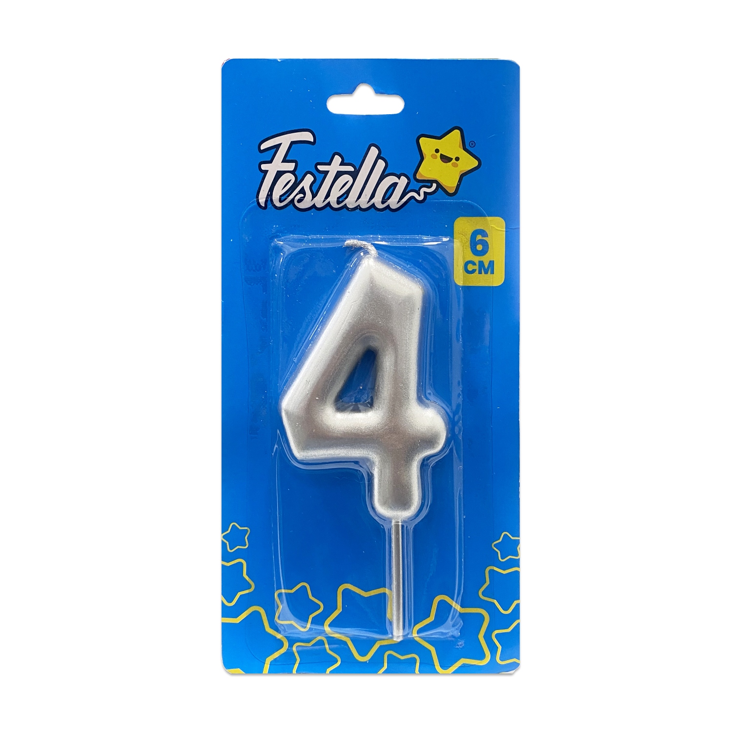 VELA NUMERO 6CM PLATEADA #4 (CJX12)
