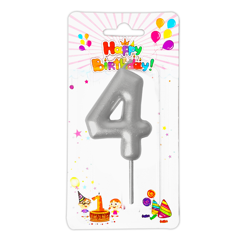 VELA NUMERO 6CM PLATEADA #4 (CJX12)