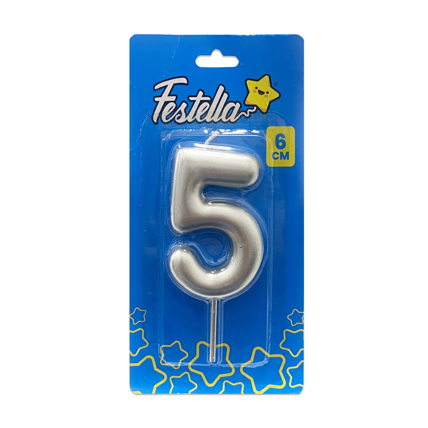 VELA NUMERO 6CM PLATEADA #5 (CJX12)