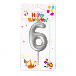 VELA NUMERO 6CM PLATEADA #6 (CJX12)