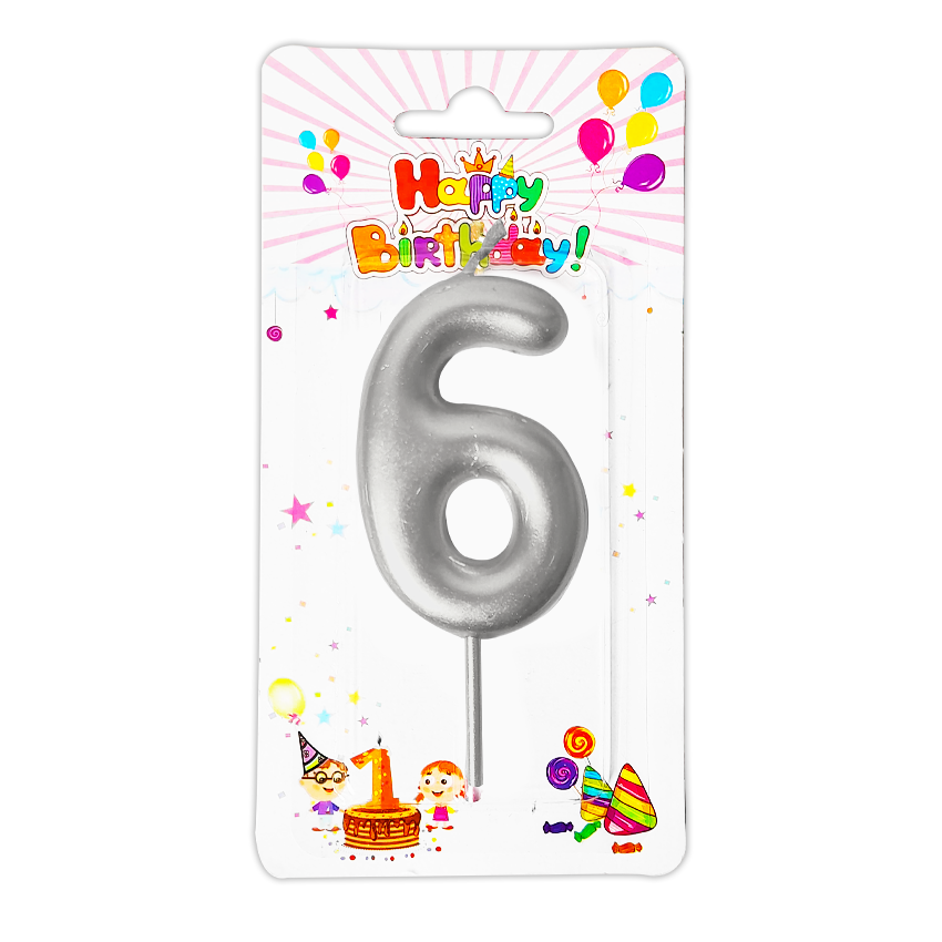 VELA NUMERO 6CM PLATEADA #6 (CJX12)