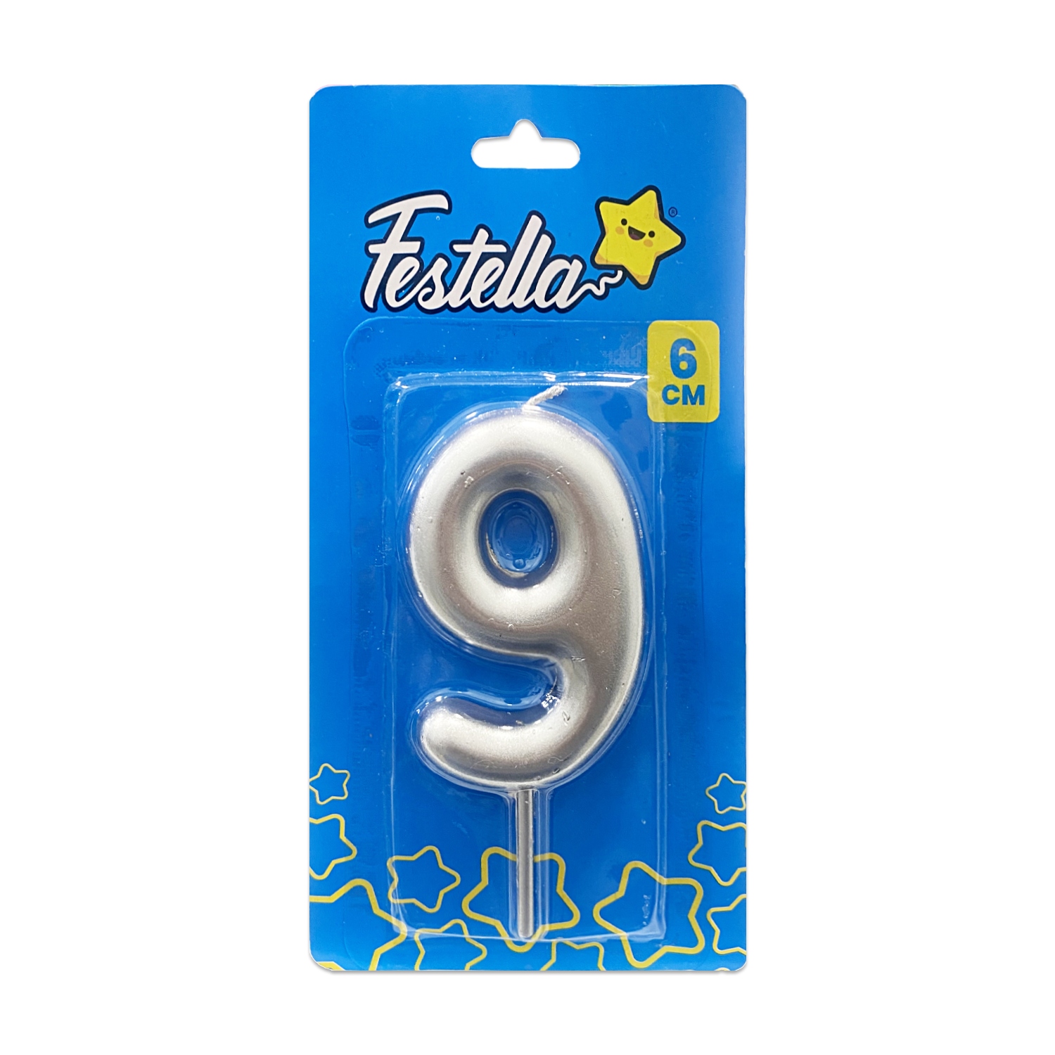 VELA NUMERO 6CM PLATEADA #9 (CJX12)